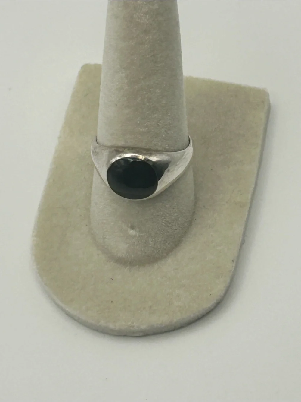 Sterling Silver Black Onyx Ring Size 6.5 Vintage Smooth Polished Round
